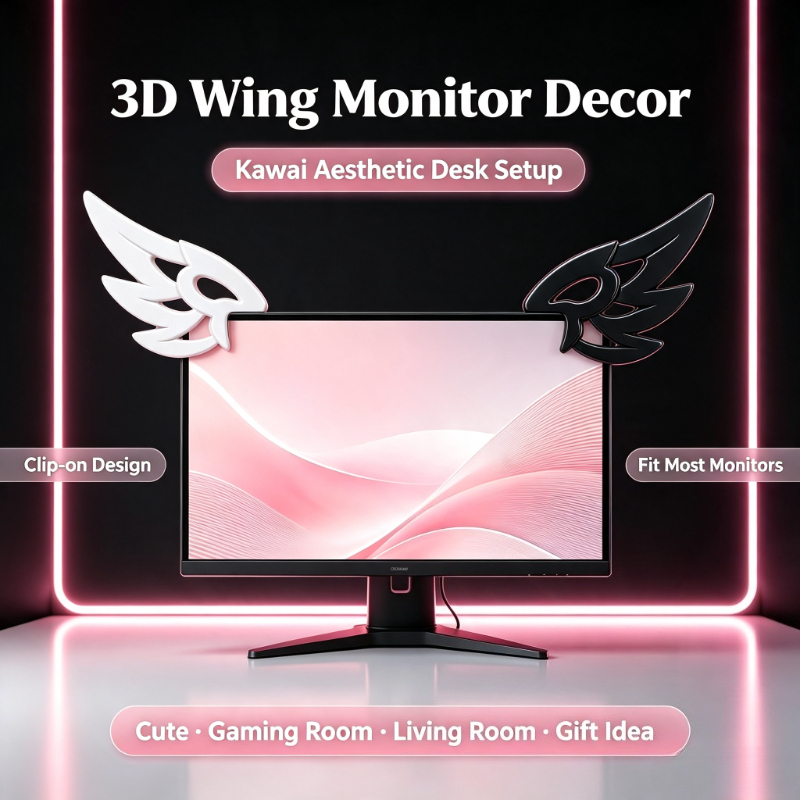 Tech Table Accessories - Kawaii 3D Wing Decor for Computer