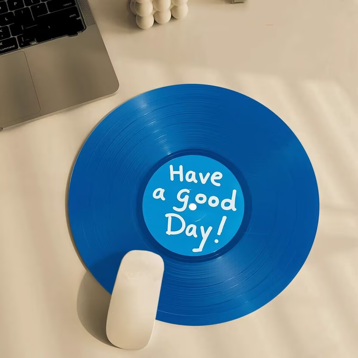 Tech Table Accessories - Non-Slip Round Mousepad Vintage Vinyl Record